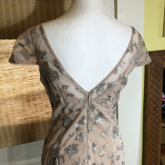 CALVIN KLEIN Embroidered Gown Blush Pink Sz 4 Floor Length Dress Cap Sleeve Prom - Picture 8 of 16